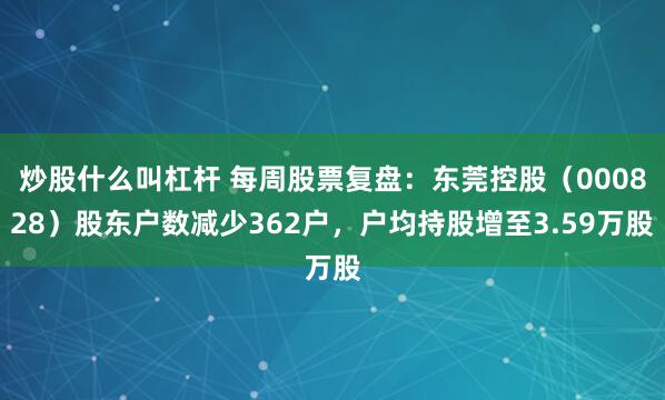 炒股什么叫杠杆 每周股票复盘：东莞控股（000828）股东户数减少362户，户均持股增至3.59万股